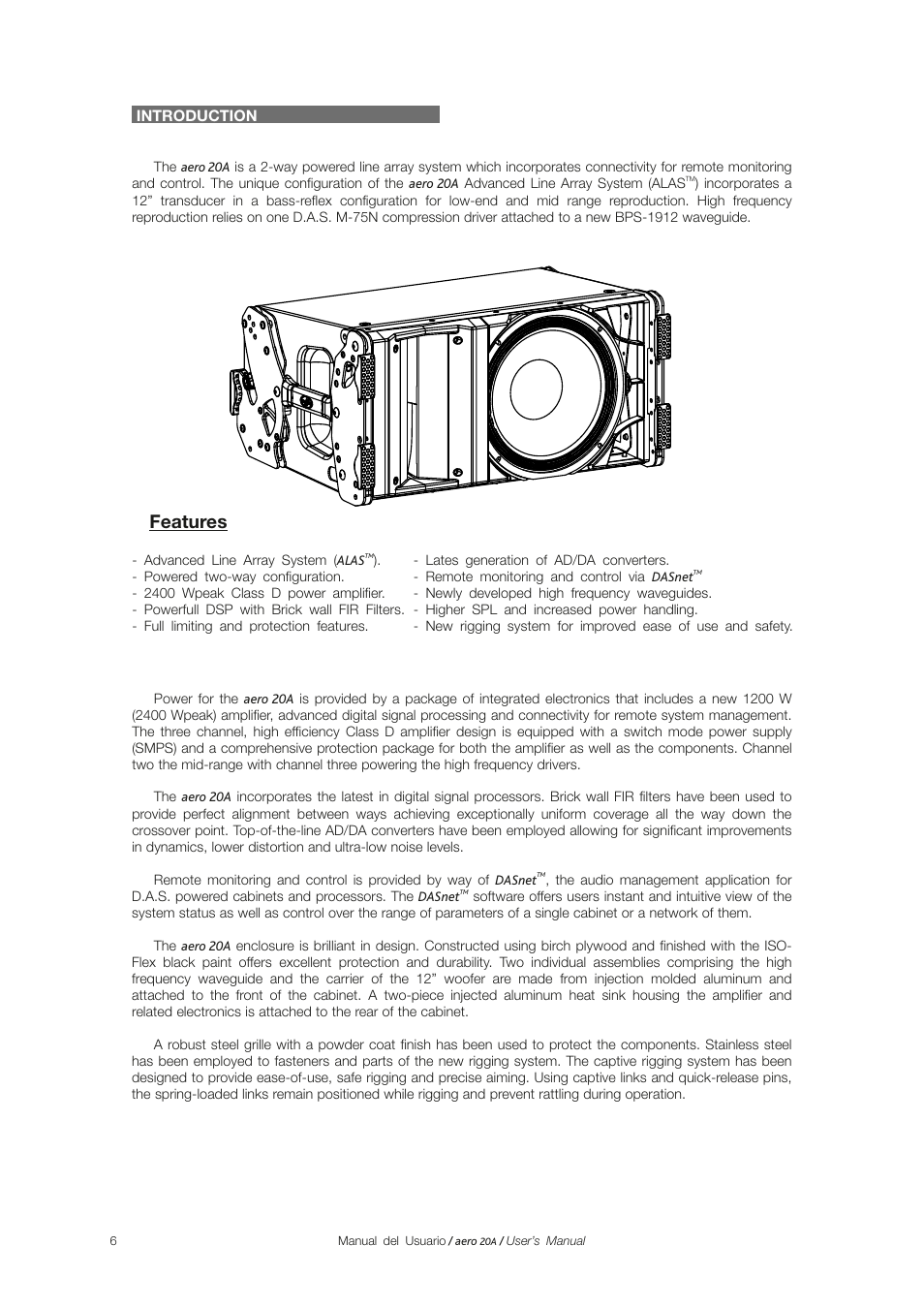 Features | D.A.S. Audio Aero 20A User Manual | Page 6 / 18