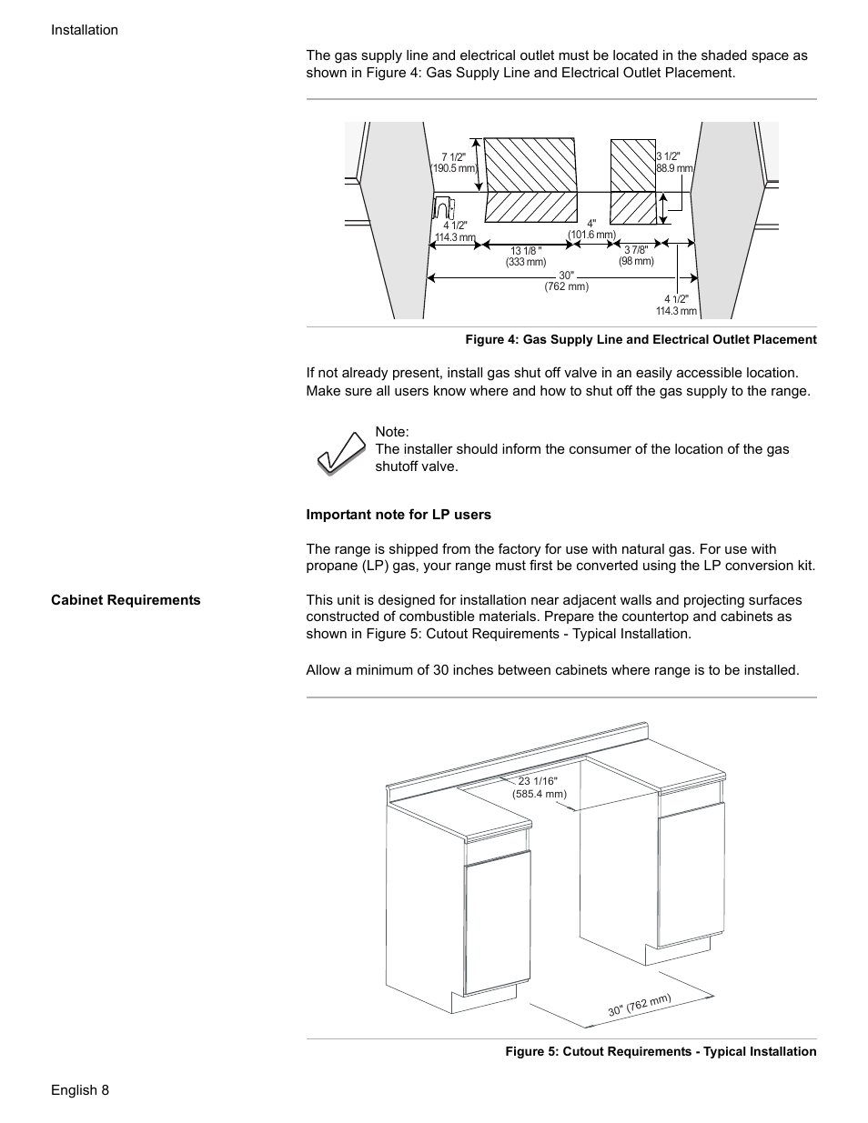 Cabinet requirements | Bosch Dual-Fuel Slide-In Range User Manual | Page 10 / 80
