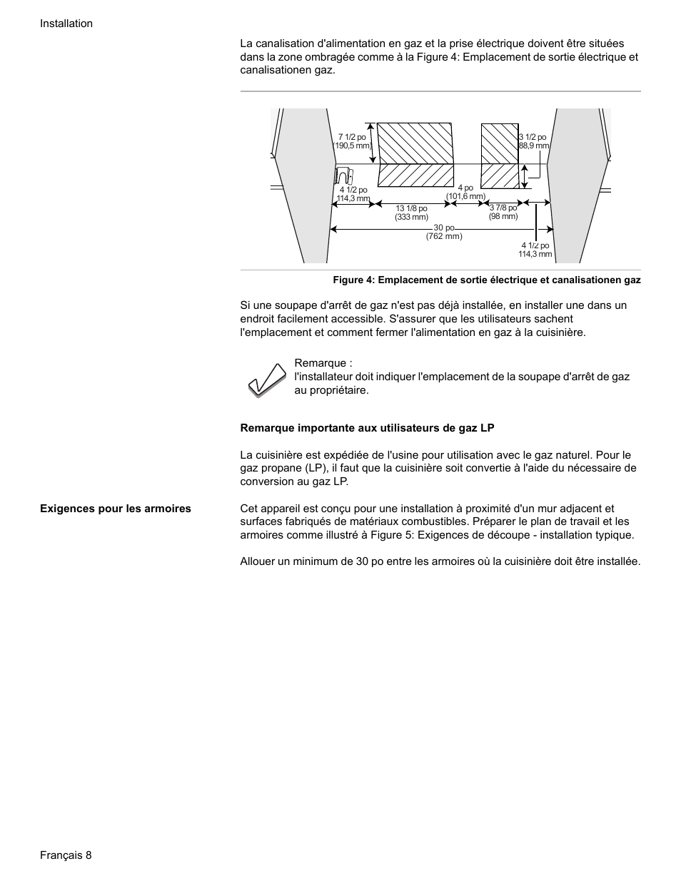 Exigences pour les armoires | Bosch Dual-Fuel Slide-In Range User Manual | Page 36 / 80