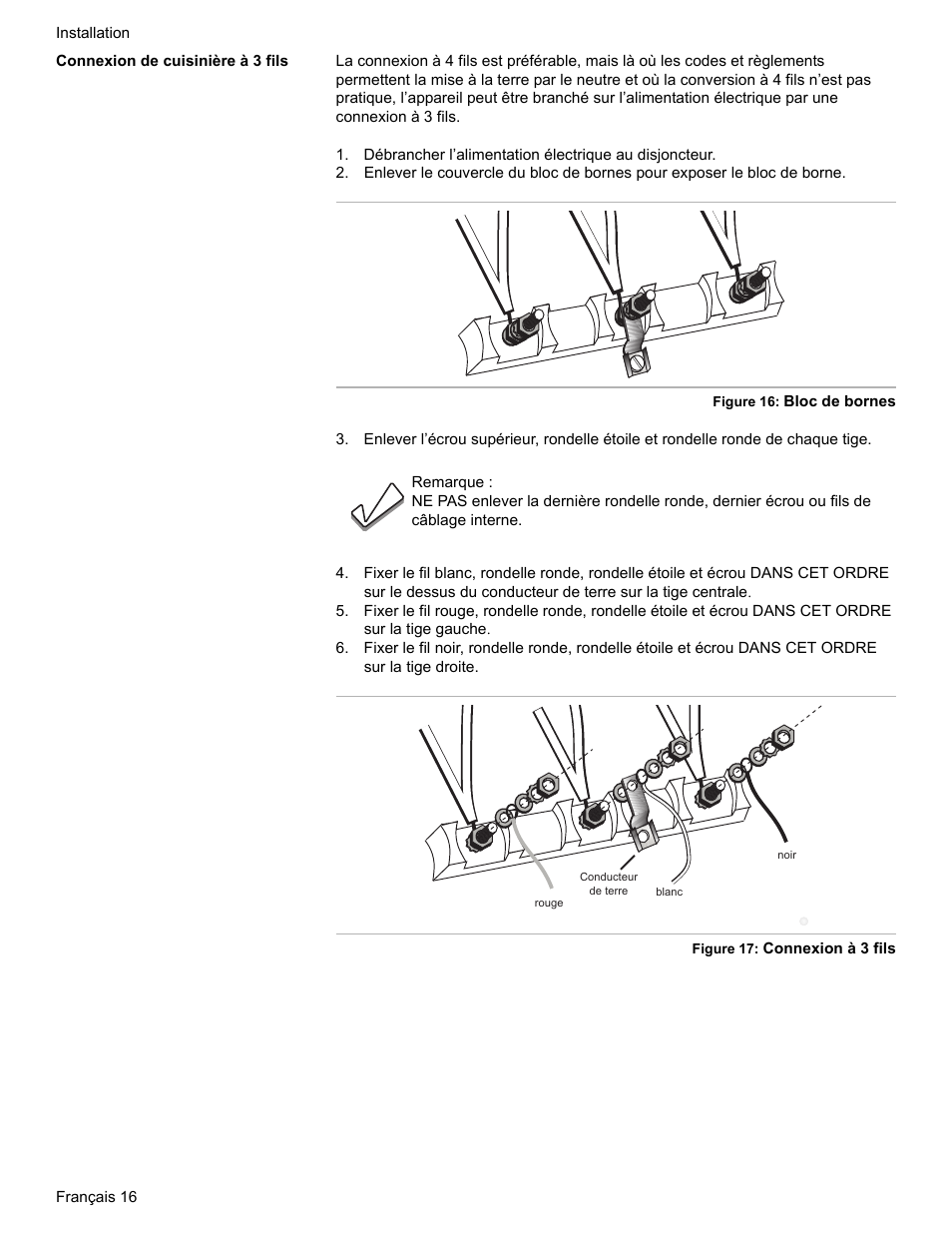 Connexion de cuisinière à 3 fils | Bosch Dual-Fuel Slide-In Range User Manual | Page 44 / 80