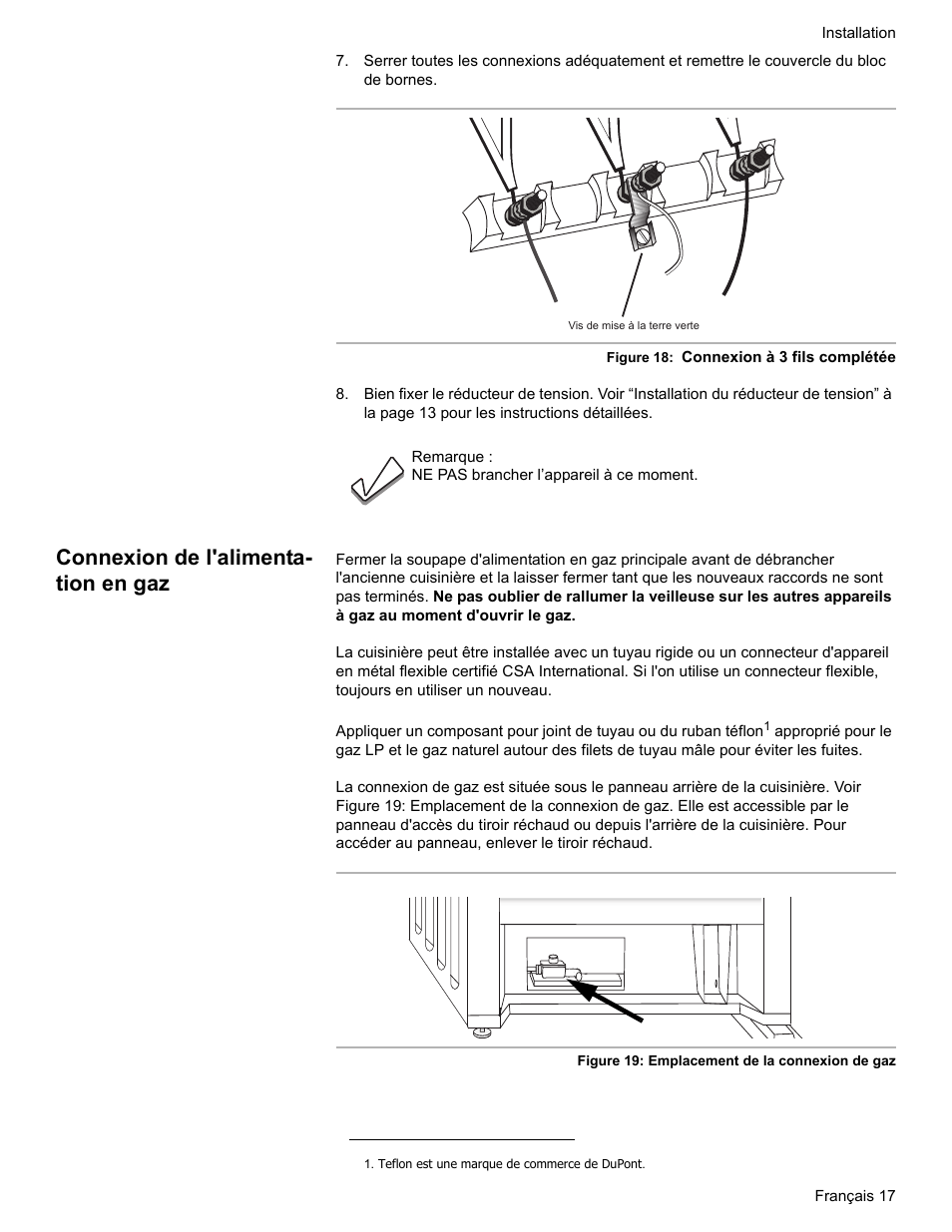 Connexion de l'alimentation en gaz, Connexion de l'alimenta- tion en gaz | Bosch Dual-Fuel Slide-In Range User Manual | Page 45 / 80