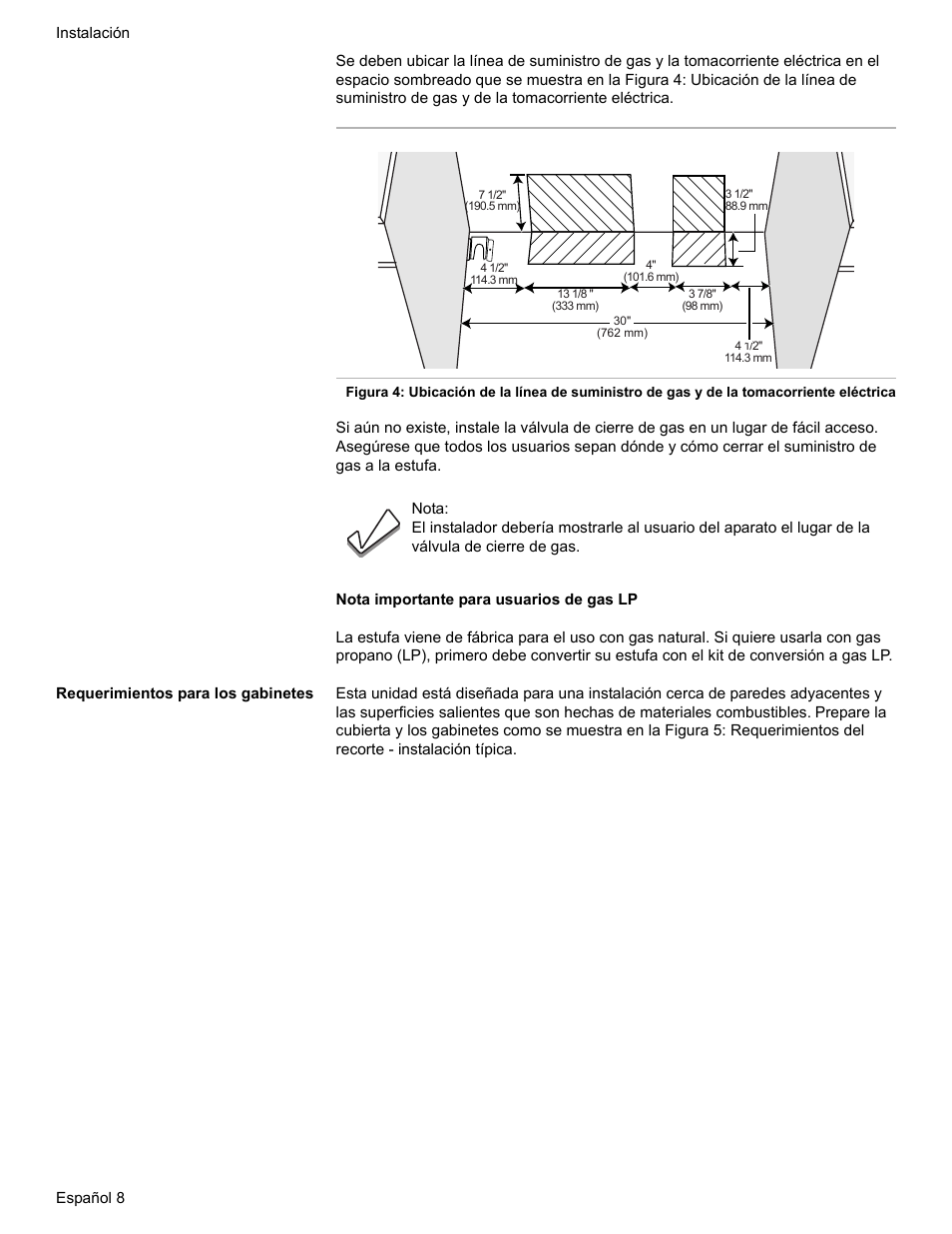 Requerimientos para los gabinetes | Bosch Dual-Fuel Slide-In Range User Manual | Page 62 / 80