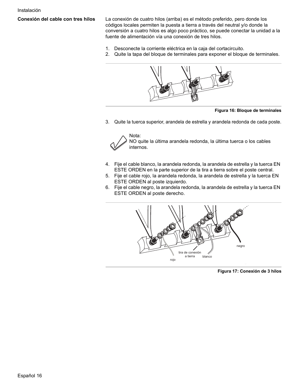 Conexión del cable con tres hilos | Bosch Dual-Fuel Slide-In Range User Manual | Page 70 / 80