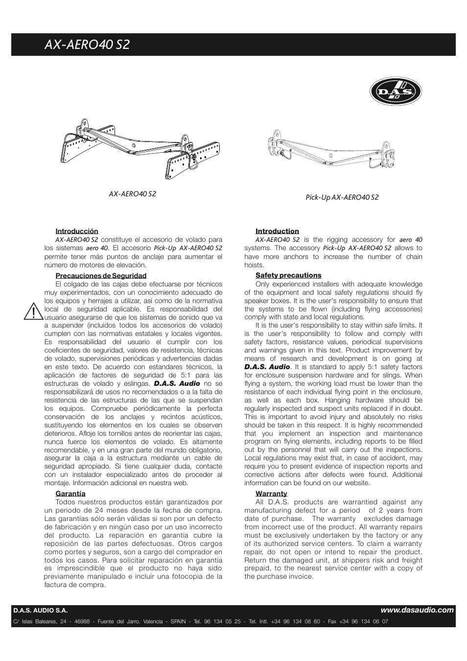 D.A.S. Audio AX-Aero40S2 User Manual | 2 pages