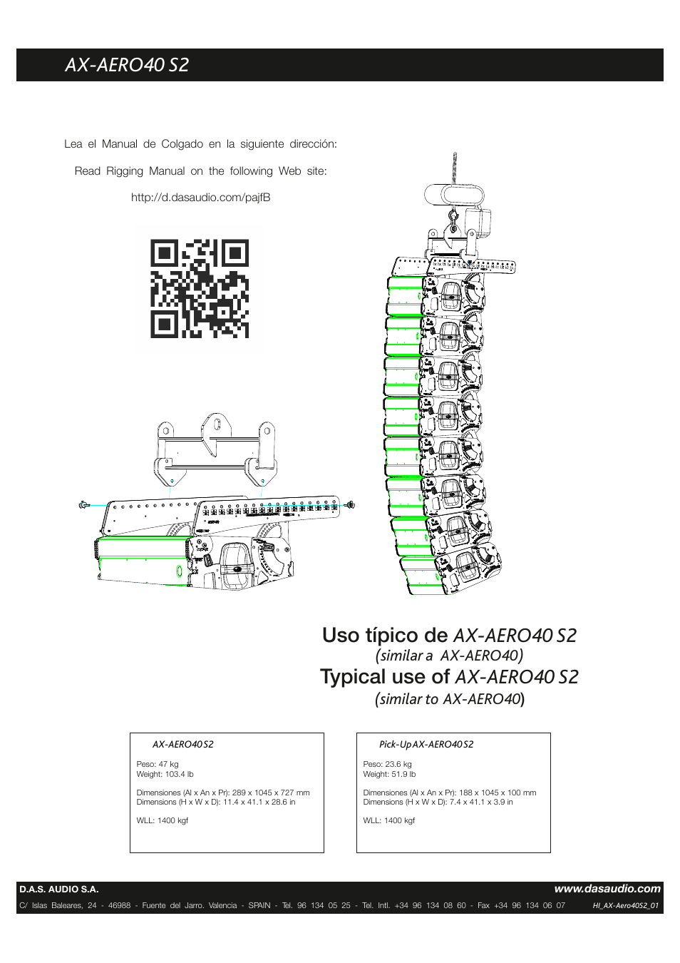 Ax-aero40 s2, Uso típico de ax-aero40 s2, Typical use of ax-aero40 s2 | Similar a ax-aero40), Similar to ax-aero40 ) | D.A.S. Audio AX-Aero40S2 User Manual | Page 2 / 2