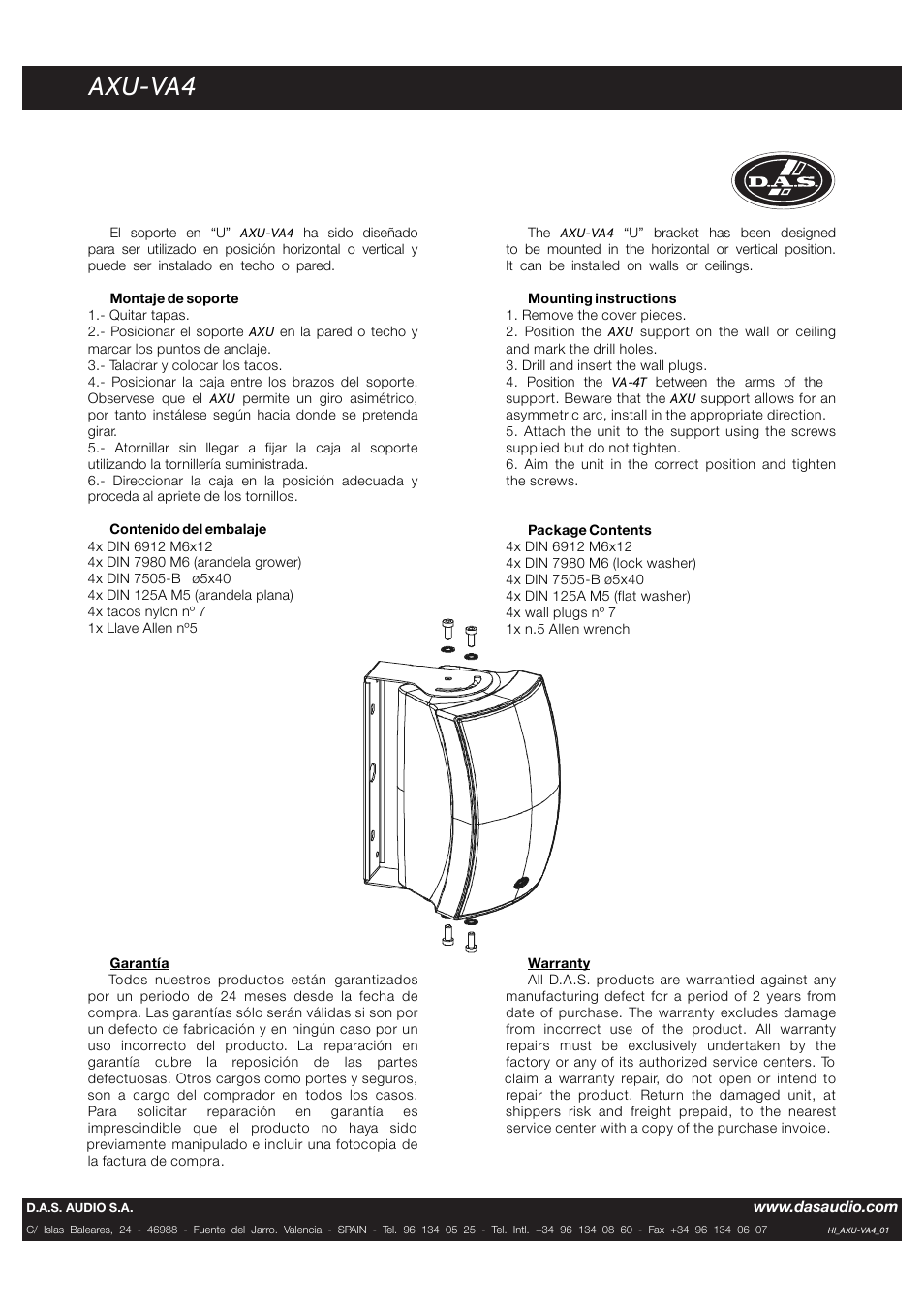 D.A.S. Audio AXU-VA4 User Manual | 1 page