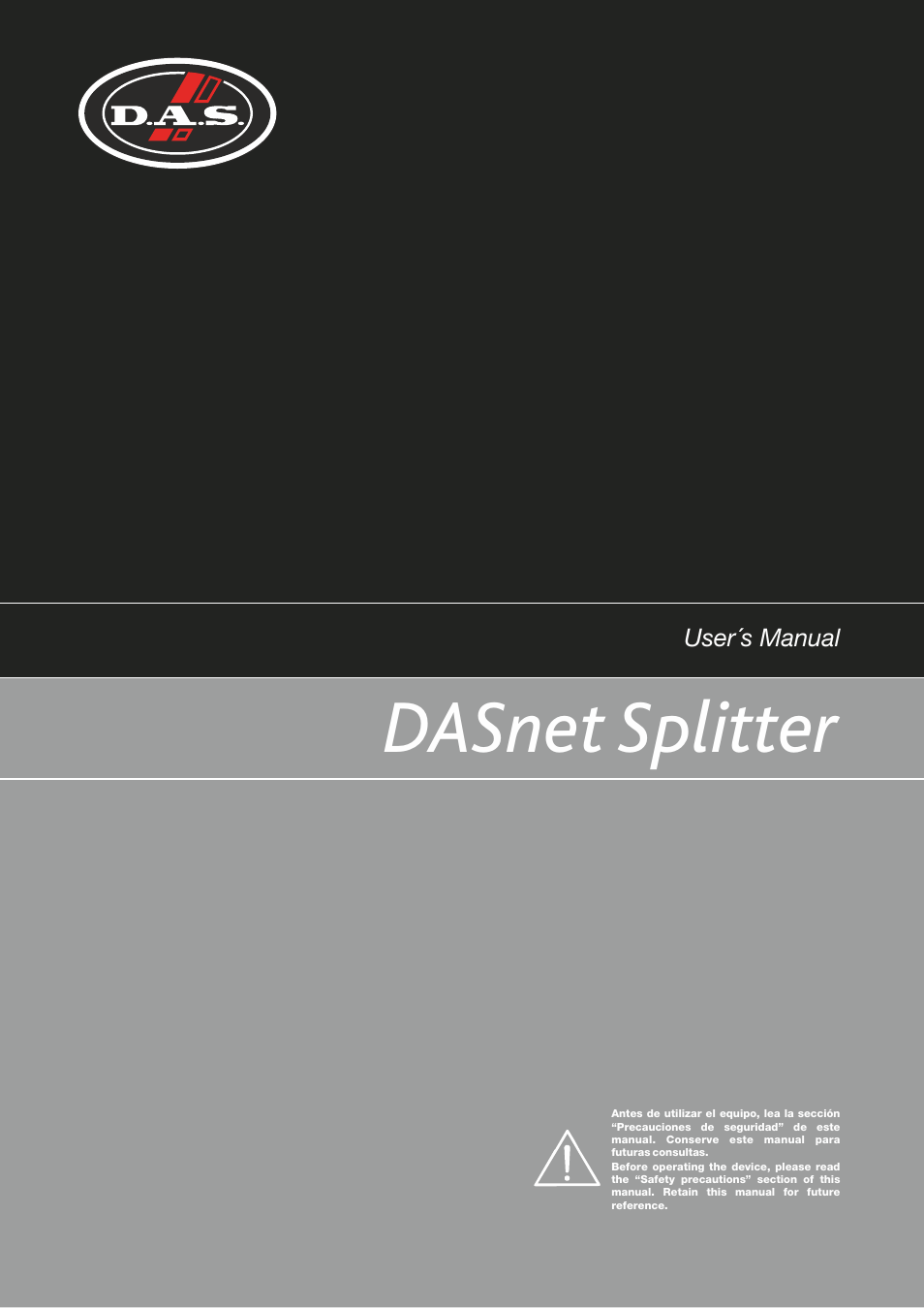 D.A.S. Audio DASnet Splitter User Manual | 12 pages