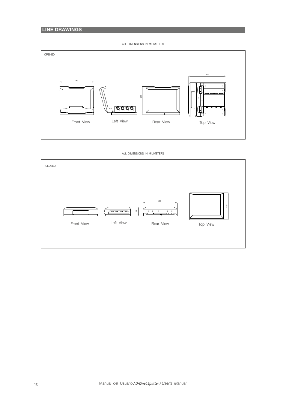 Line drawings | D.A.S. Audio DASnet Splitter User Manual | Page 10 / 12
