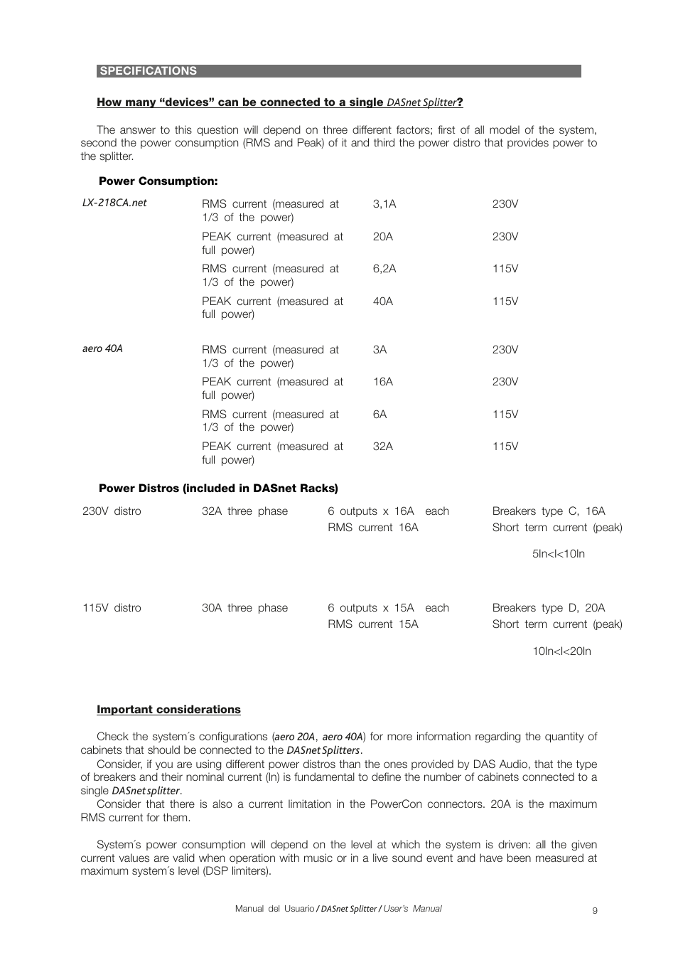 D.A.S. Audio DASnet Splitter User Manual | Page 9 / 12