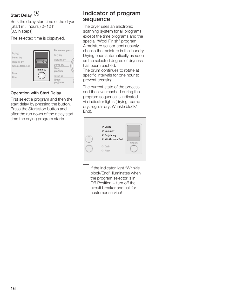 Indicator of program sequence | Bosch T20-UL User Manual | Page 16 / 24