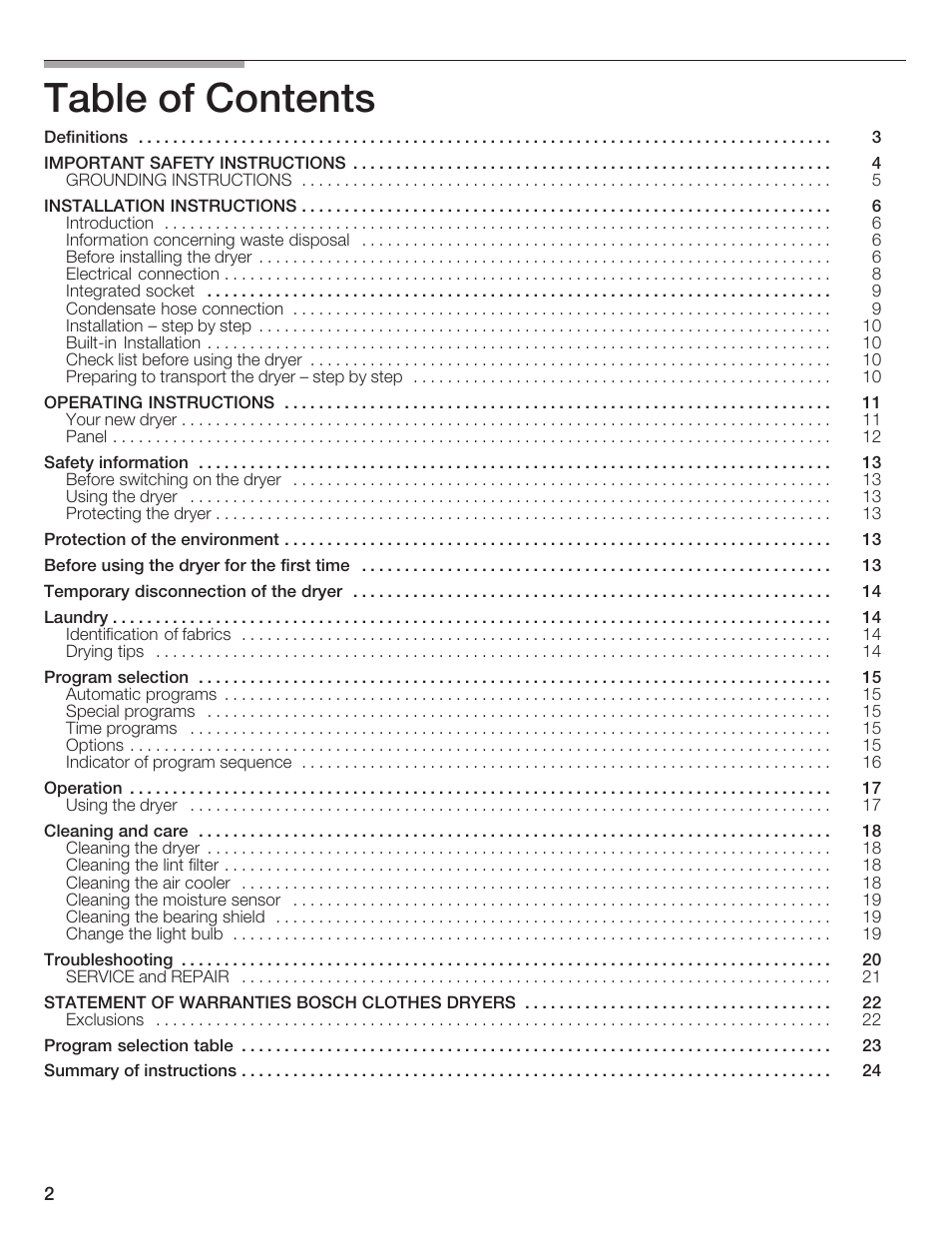 Bosch T20-UL User Manual | Page 2 / 24