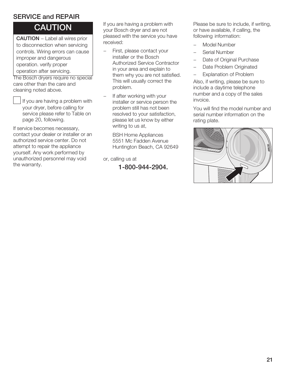 Caution | Bosch T20-UL User Manual | Page 21 / 24