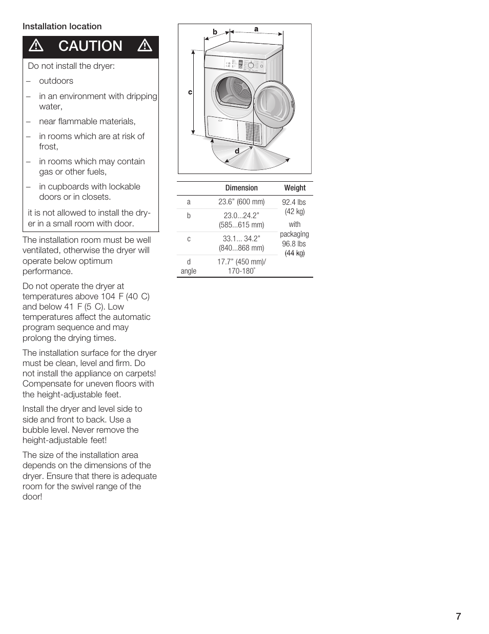 Caution | Bosch T20-UL User Manual | Page 7 / 24