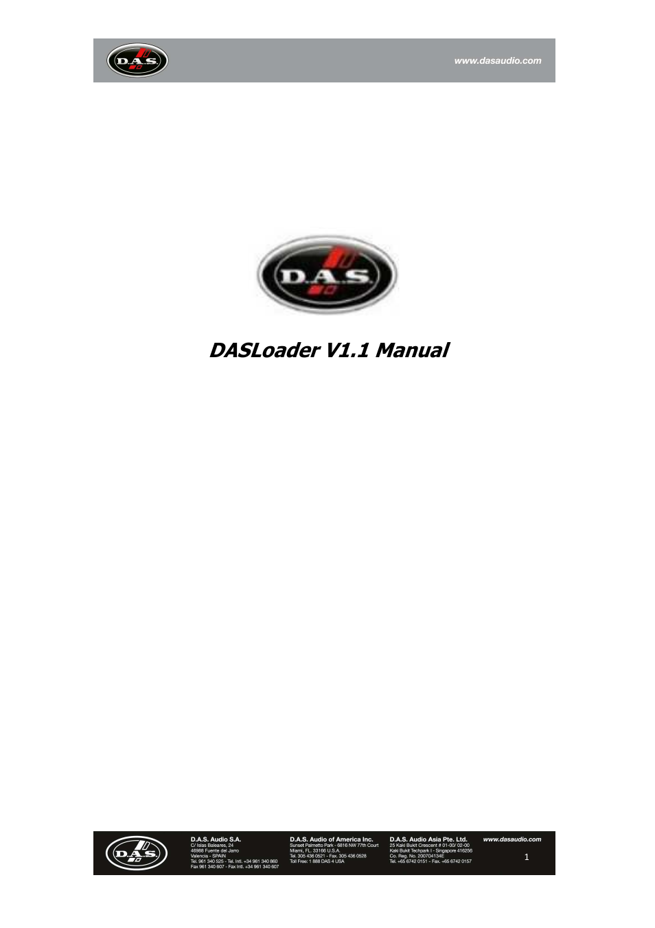 D.A.S. Audio DAS Loader V1.1 User Manual | 13 pages