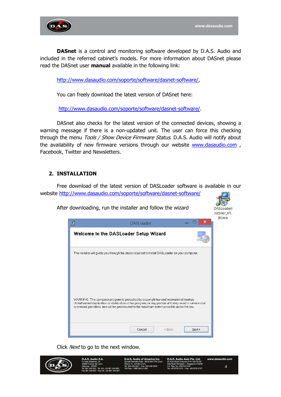 D.A.S. Audio DAS Loader V1.1 User Manual | Page 4 / 13