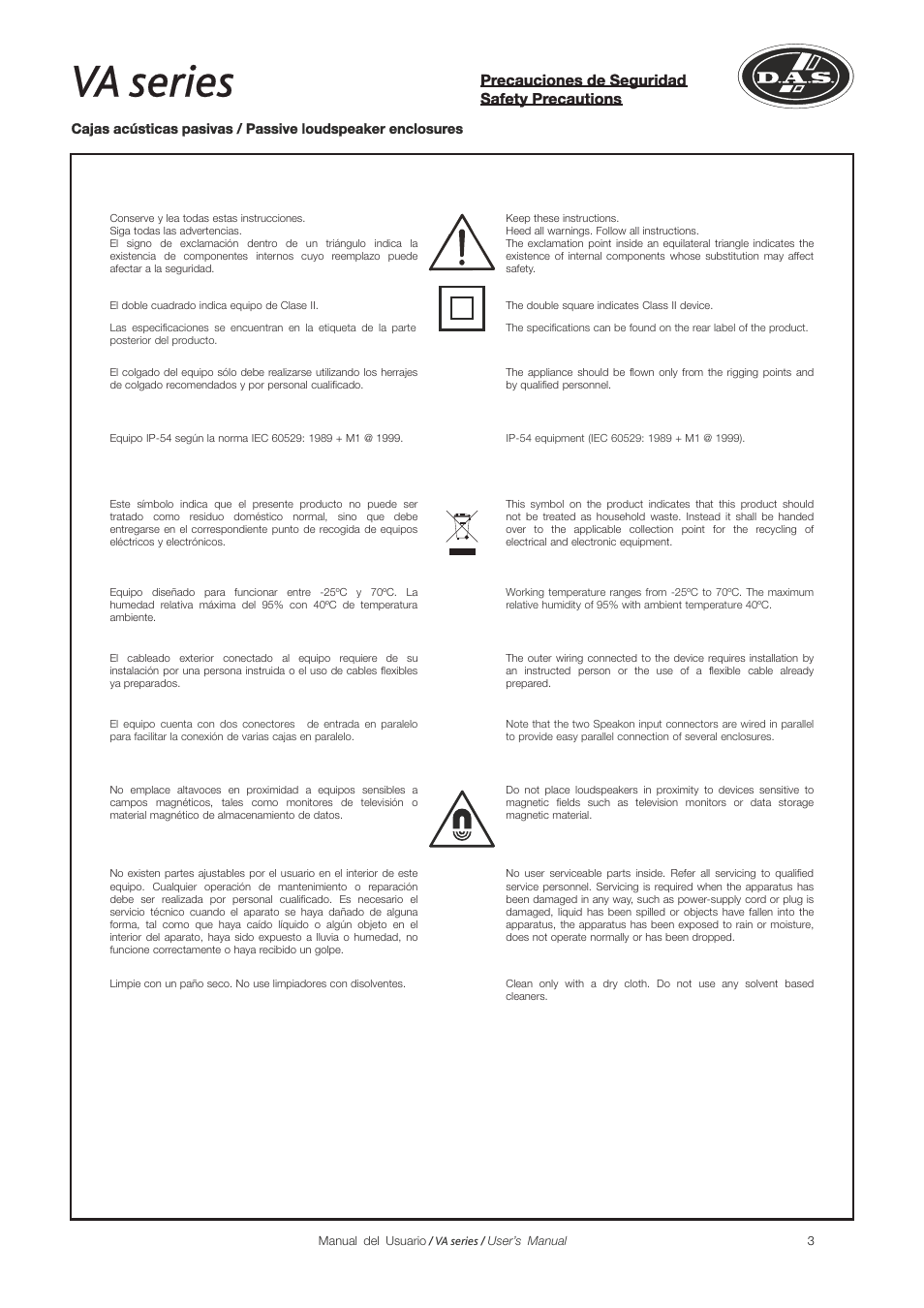 Va series | D.A.S. Audio Variant Series Manual User Manual | Page 3 / 15