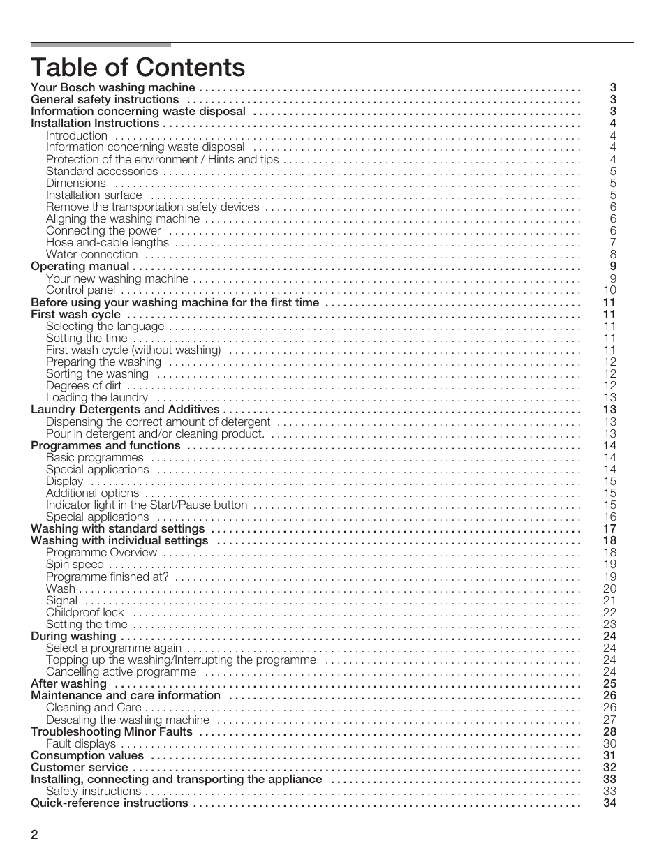 Bosch LOGIXX 9 User Manual | Page 2 / 34