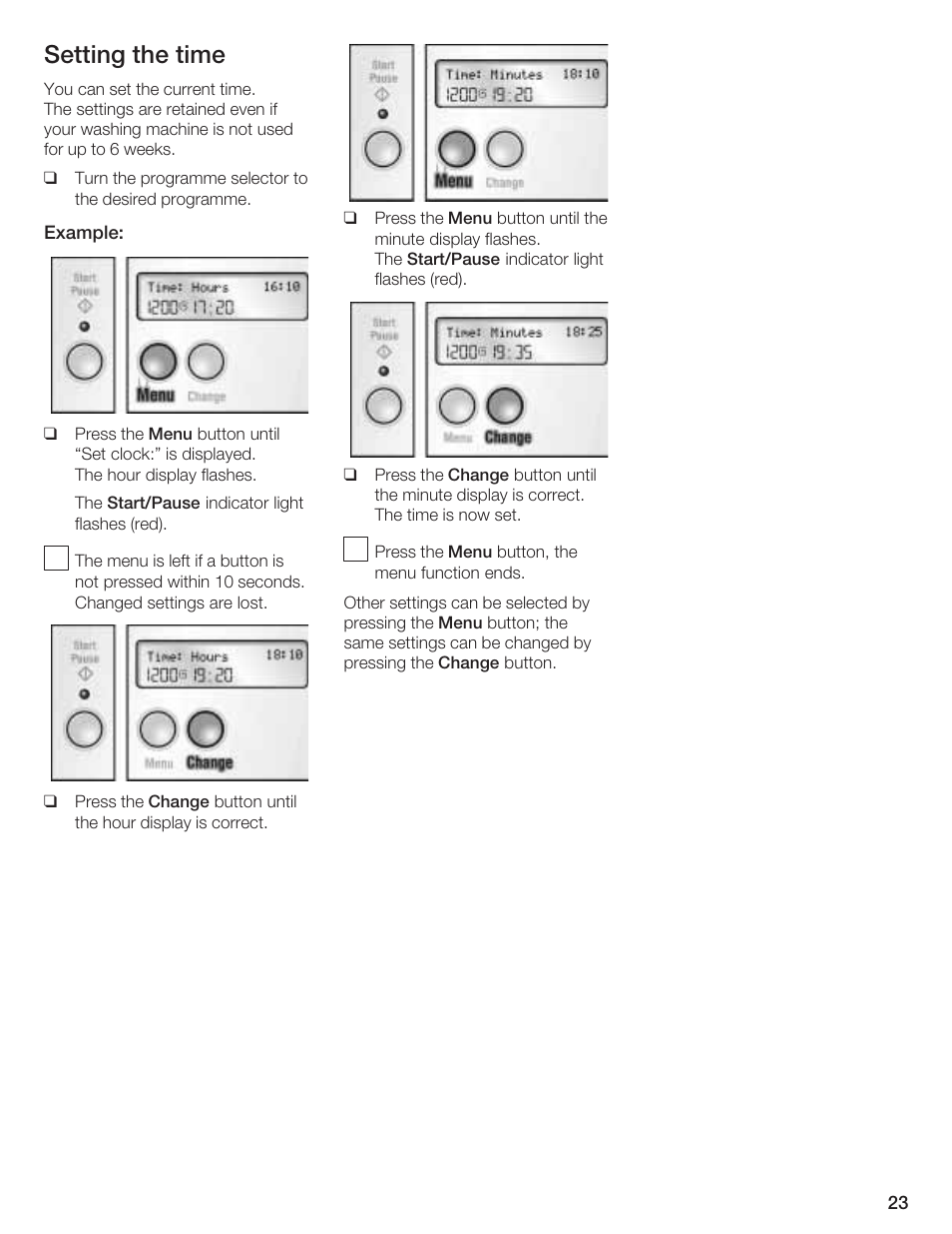 Setting the time | Bosch LOGIXX 9 User Manual | Page 23 / 34