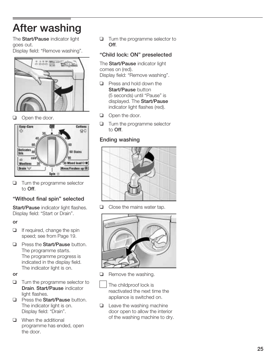 After washing | Bosch LOGIXX 9 User Manual | Page 25 / 34