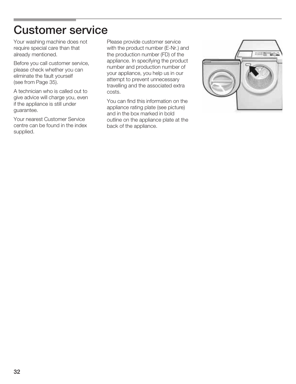 Customer service | Bosch LOGIXX 9 User Manual | Page 32 / 34