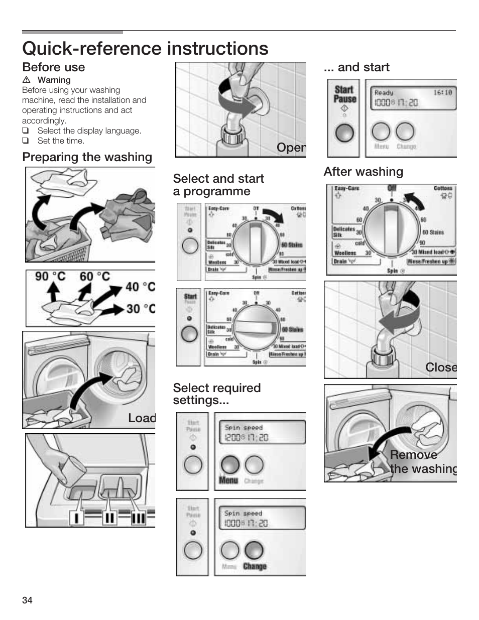 Quickćreference instructions | Bosch LOGIXX 9 User Manual | Page 34 / 34