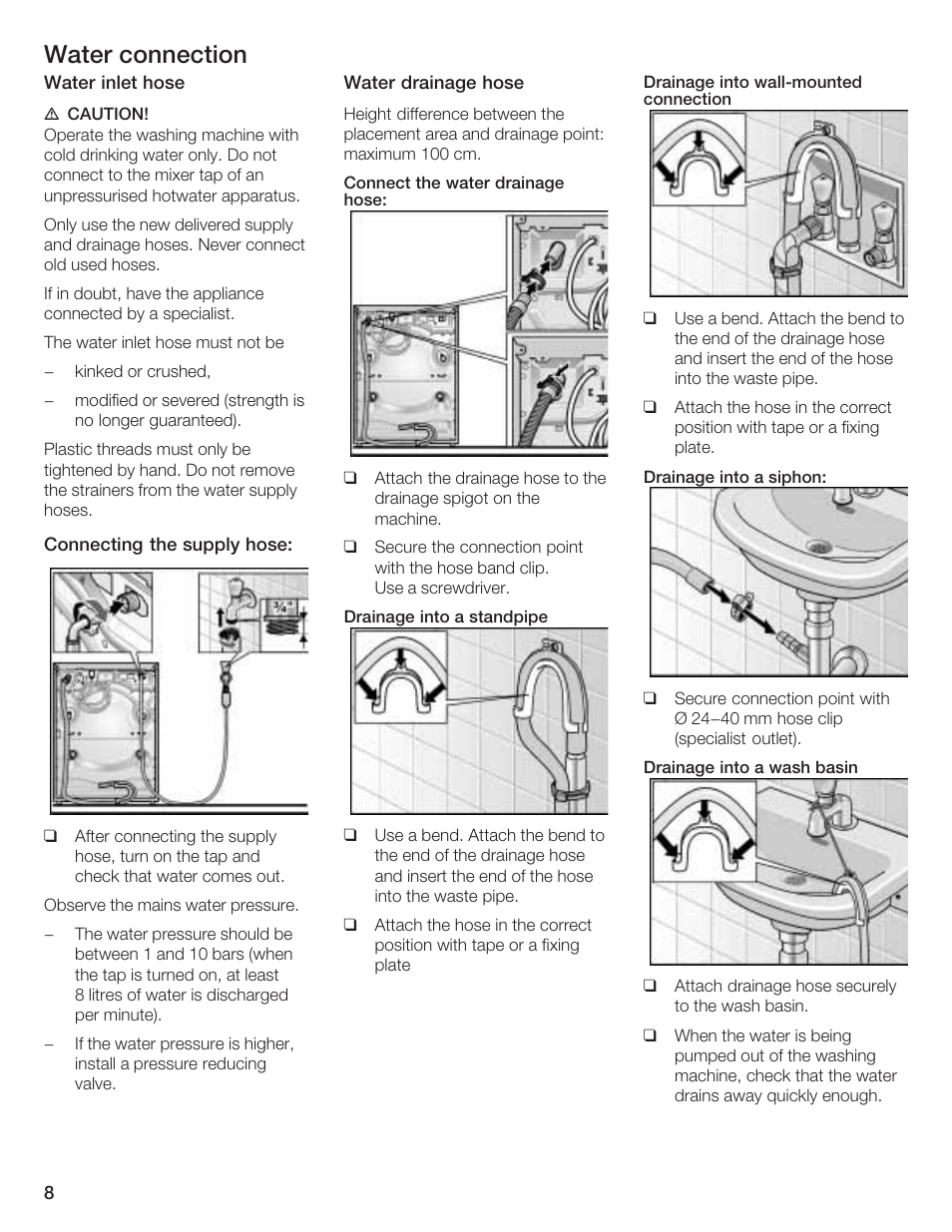 Water connection | Bosch LOGIXX 9 User Manual | Page 8 / 34