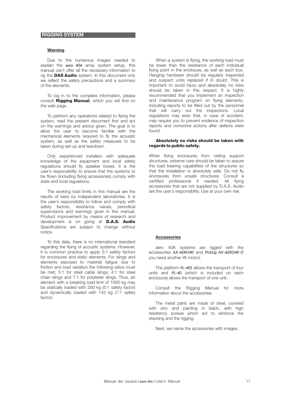 D.A.S. Audio Aero 40A User Manual | Page 17 / 21
