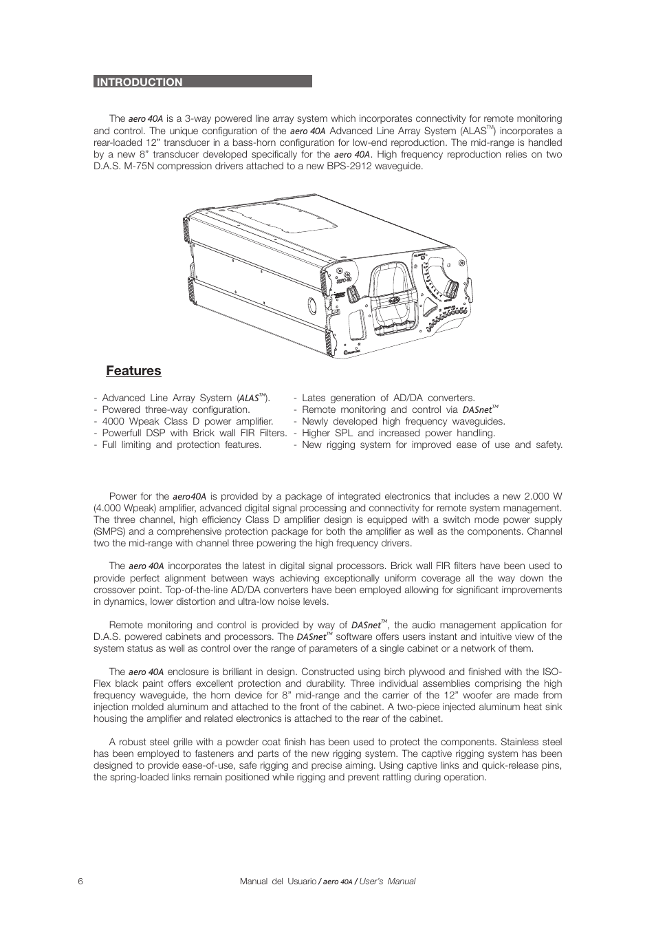 Features | D.A.S. Audio Aero 40A User Manual | Page 6 / 21