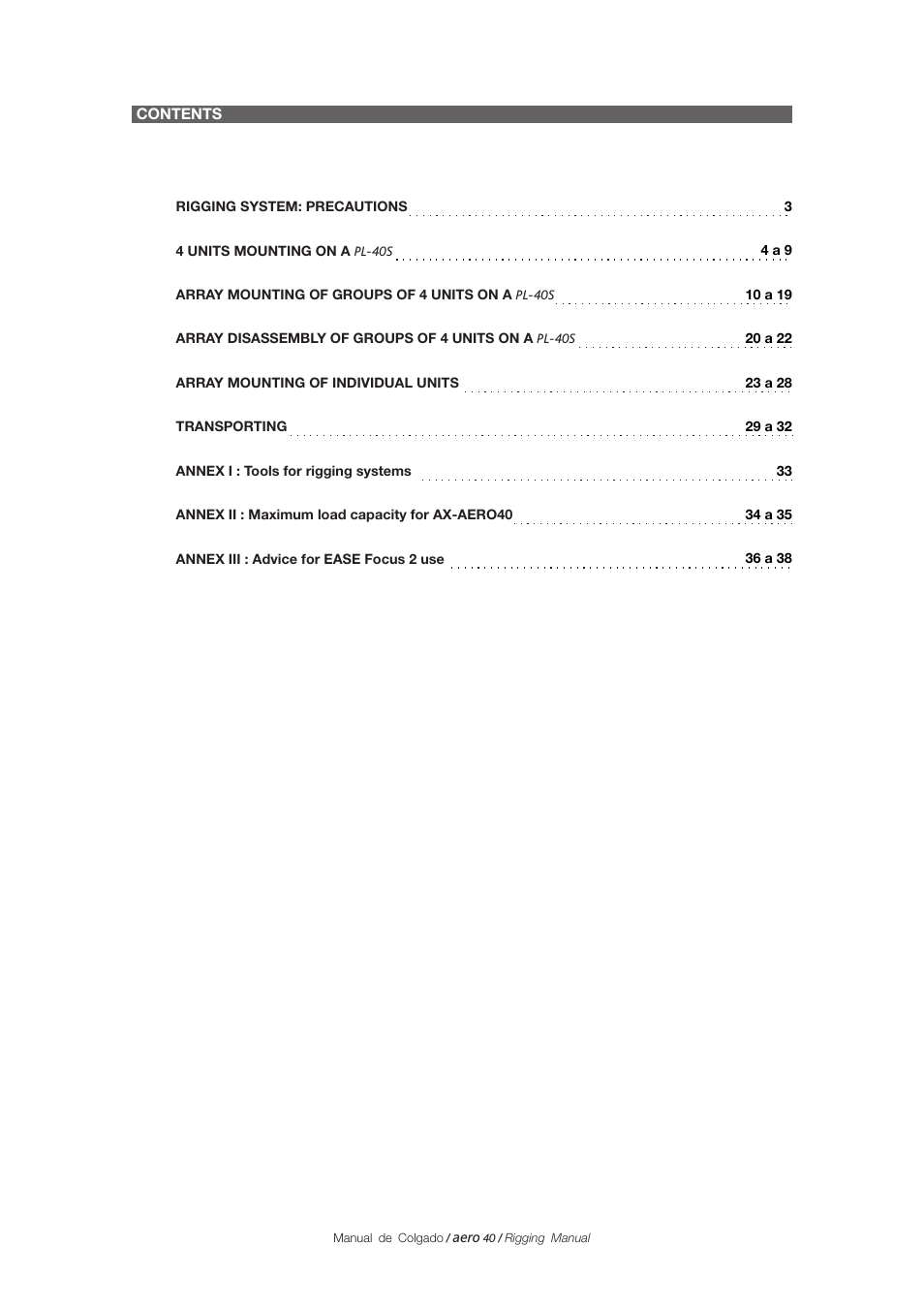 D.A.S. Audio Aero 40A Rigging User Manual | Page 2 / 39