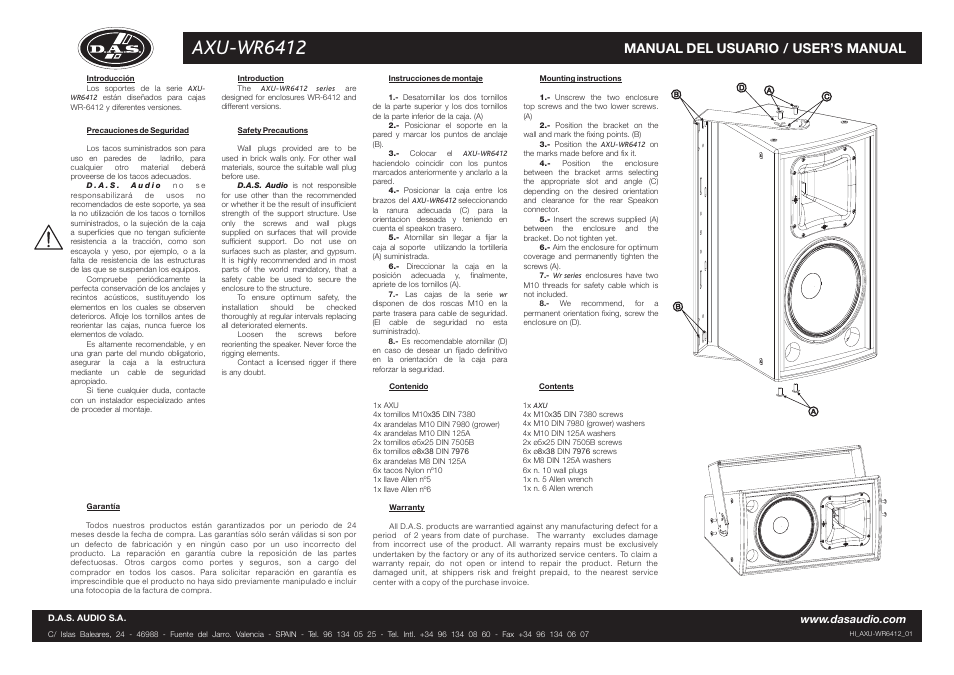 D.A.S. Audio AXU-WR6412 User Manual | 2 pages