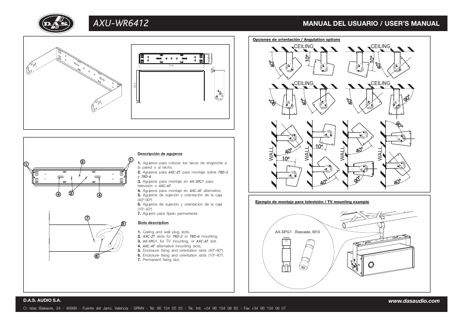 Axu-wr6412, Manual del usuario / user’s manual | D.A.S. Audio AXU-WR6412 User Manual | Page 2 / 2