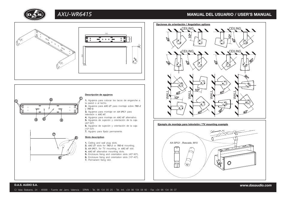 Axu-wr6415, Manual del usuario / user’s manual | D.A.S. Audio AXU-WR6415 User Manual | Page 2 / 2