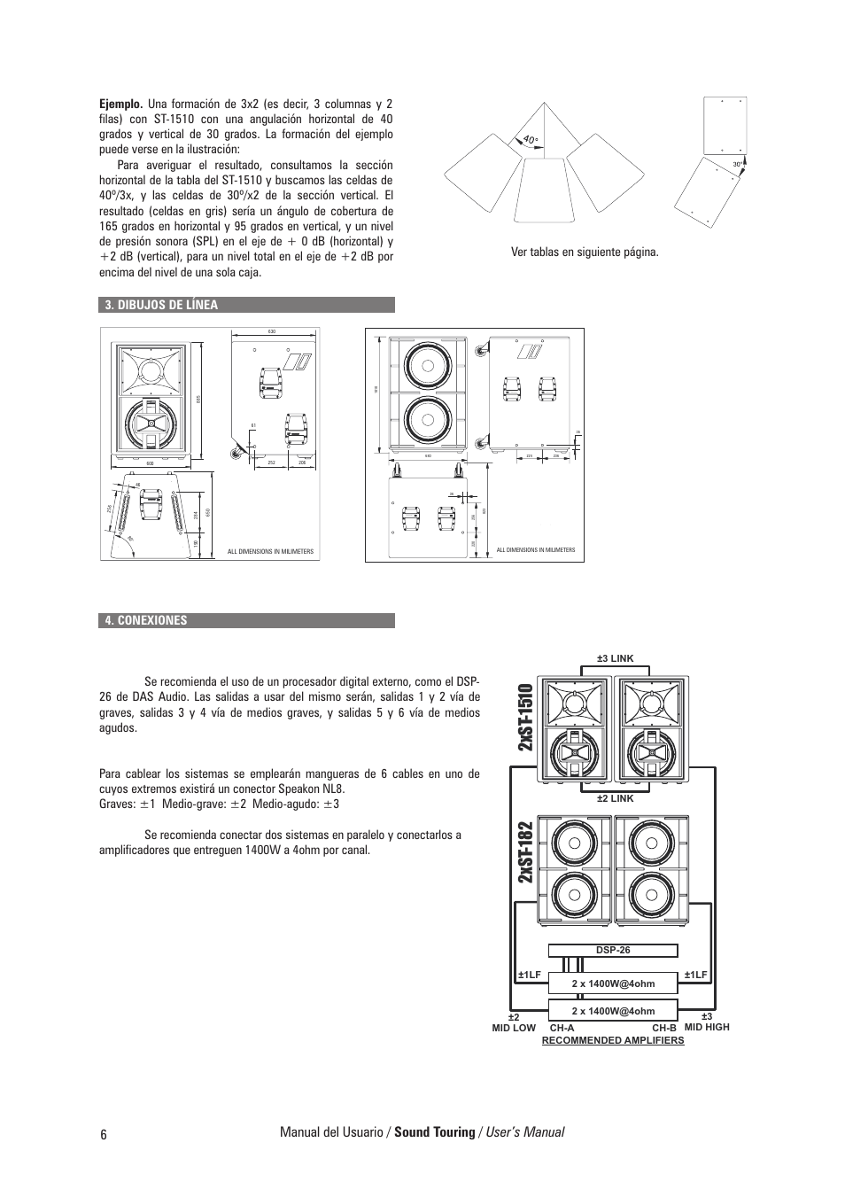 6manual del usuario / user’s manual sound touring | D.A.S. Audio ST Series User Manual | Page 12 / 24