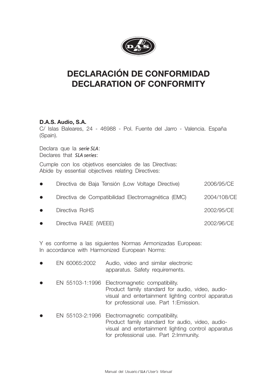 D.A.S. Audio SLA Series User Manual | Page 5 / 28