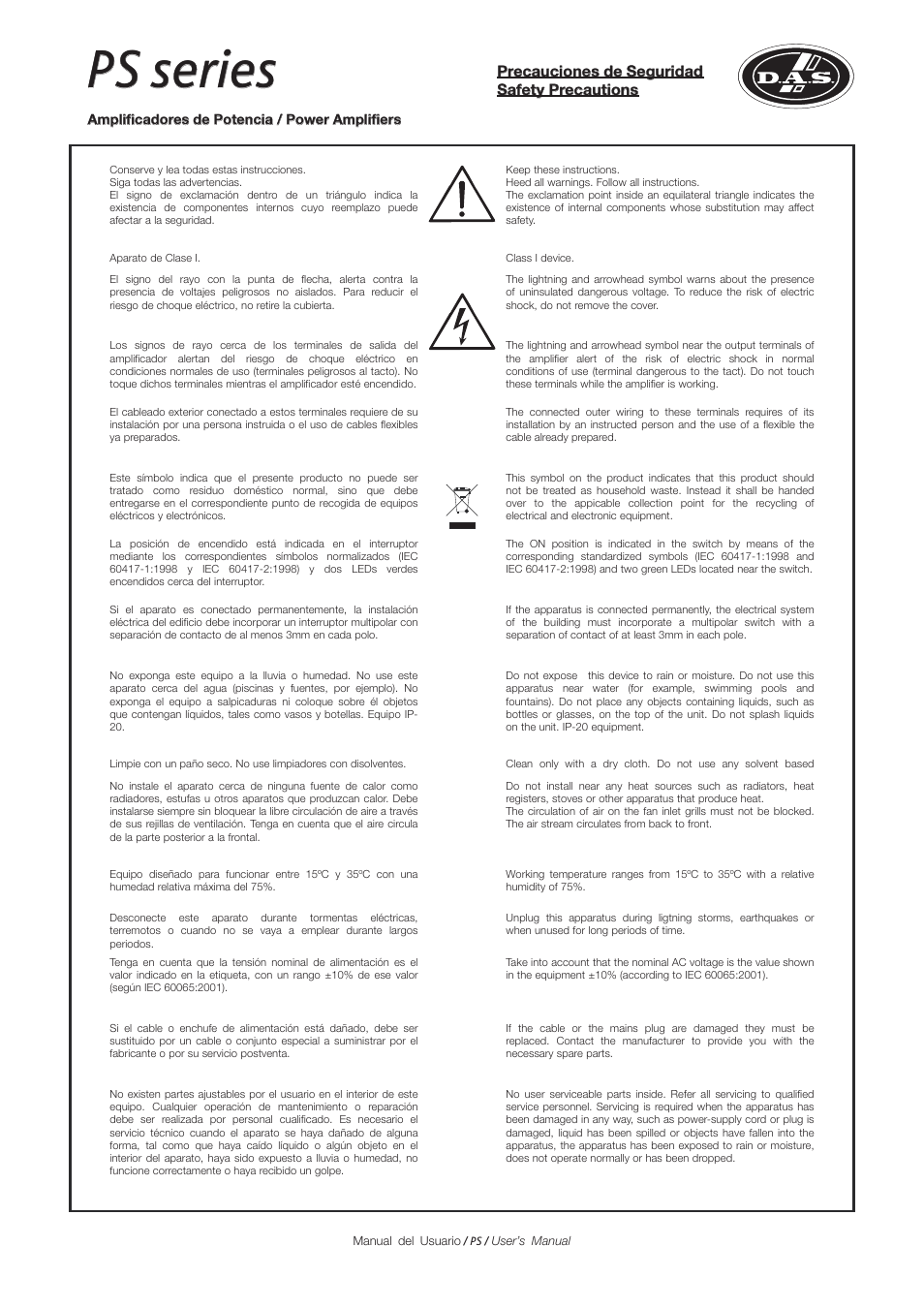 Ps series | D.A.S. Audio PS Series User Manual | Page 3 / 28