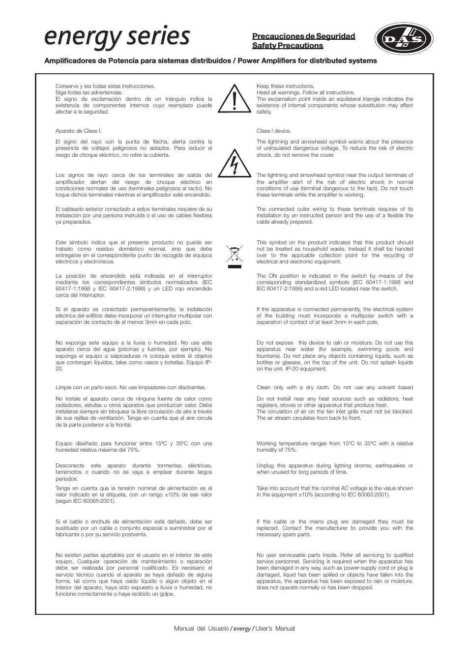 Energy series | D.A.S. Audio Energy Series User Manual | Page 3 / 28