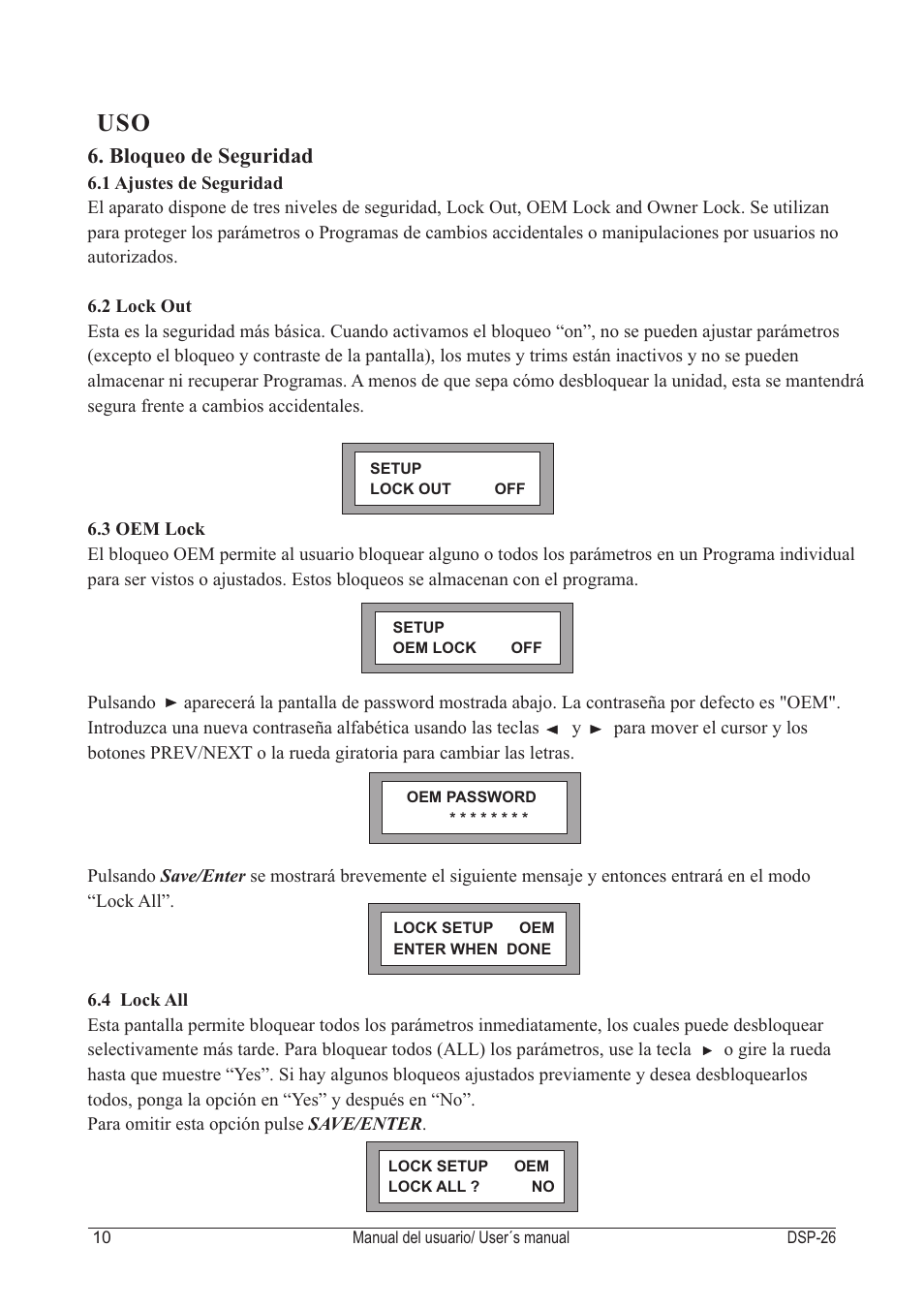 Bloqueo de seguridad | D.A.S. Audio DSP-26 User Manual | Page 14 / 48