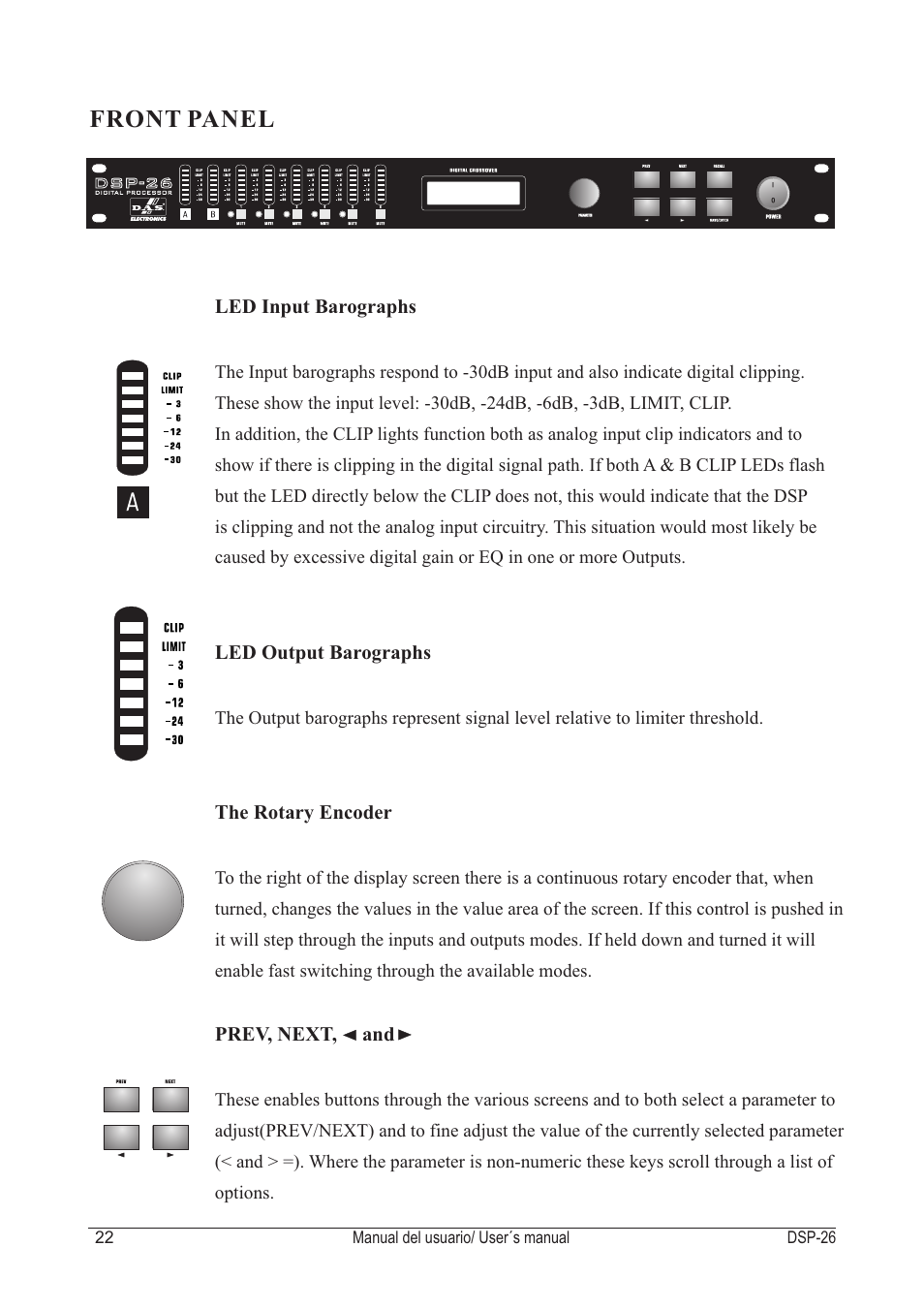 Front panel | D.A.S. Audio DSP-26 User Manual | Page 26 / 48