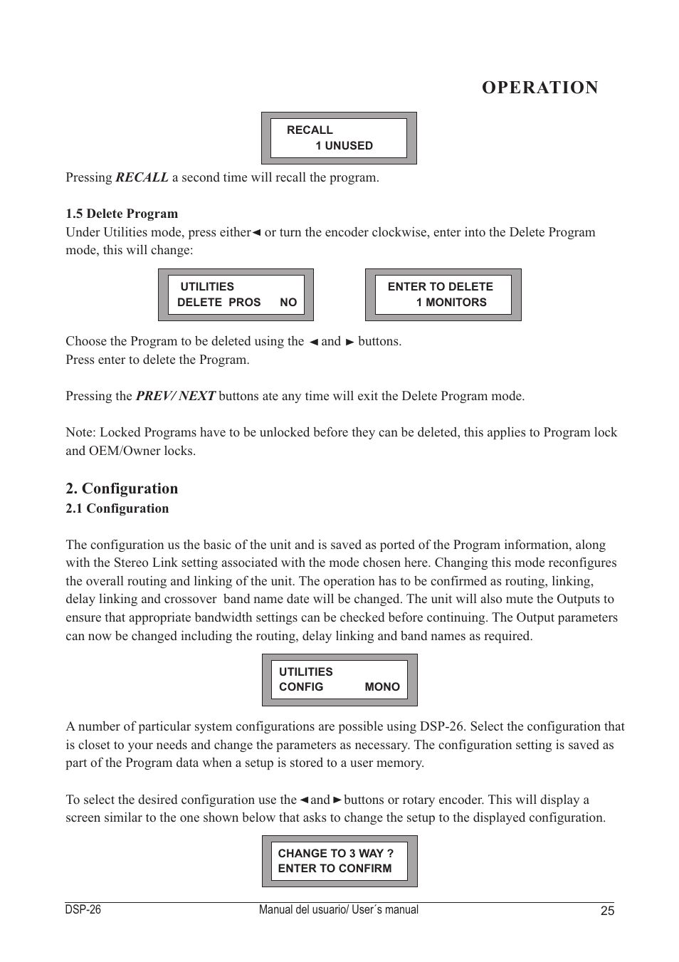 Operation, Configuration | D.A.S. Audio DSP-26 User Manual | Page 29 / 48