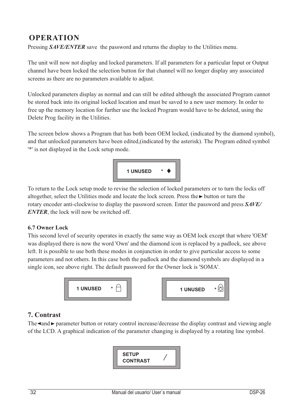 Operation, Contrast | D.A.S. Audio DSP-26 User Manual | Page 36 / 48