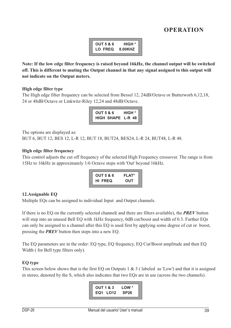 Operation | D.A.S. Audio DSP-26 User Manual | Page 43 / 48