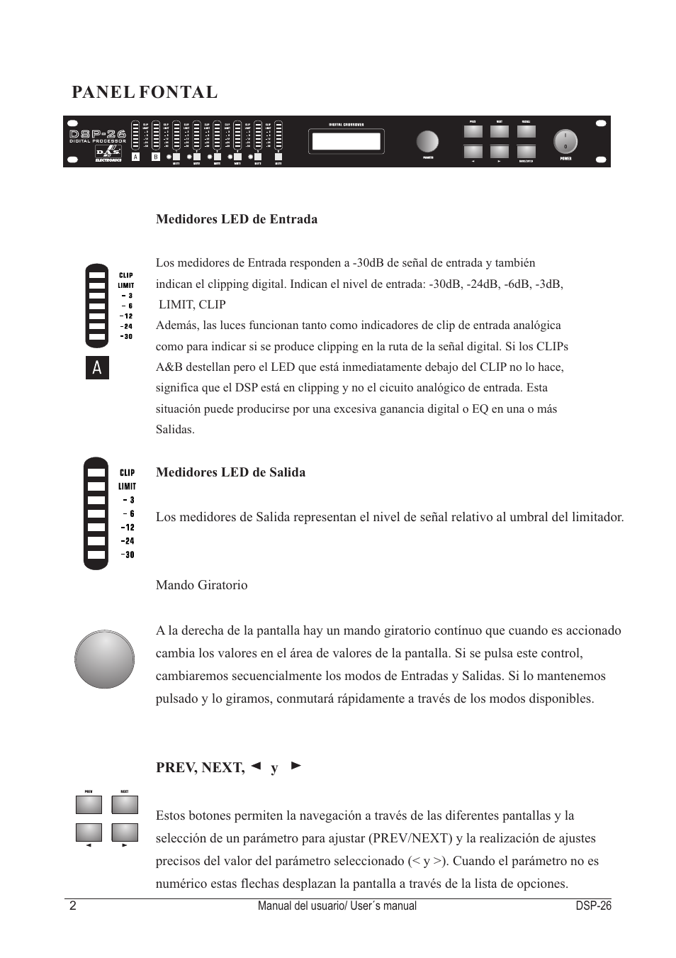 Panel fontal | D.A.S. Audio DSP-26 User Manual | Page 6 / 48