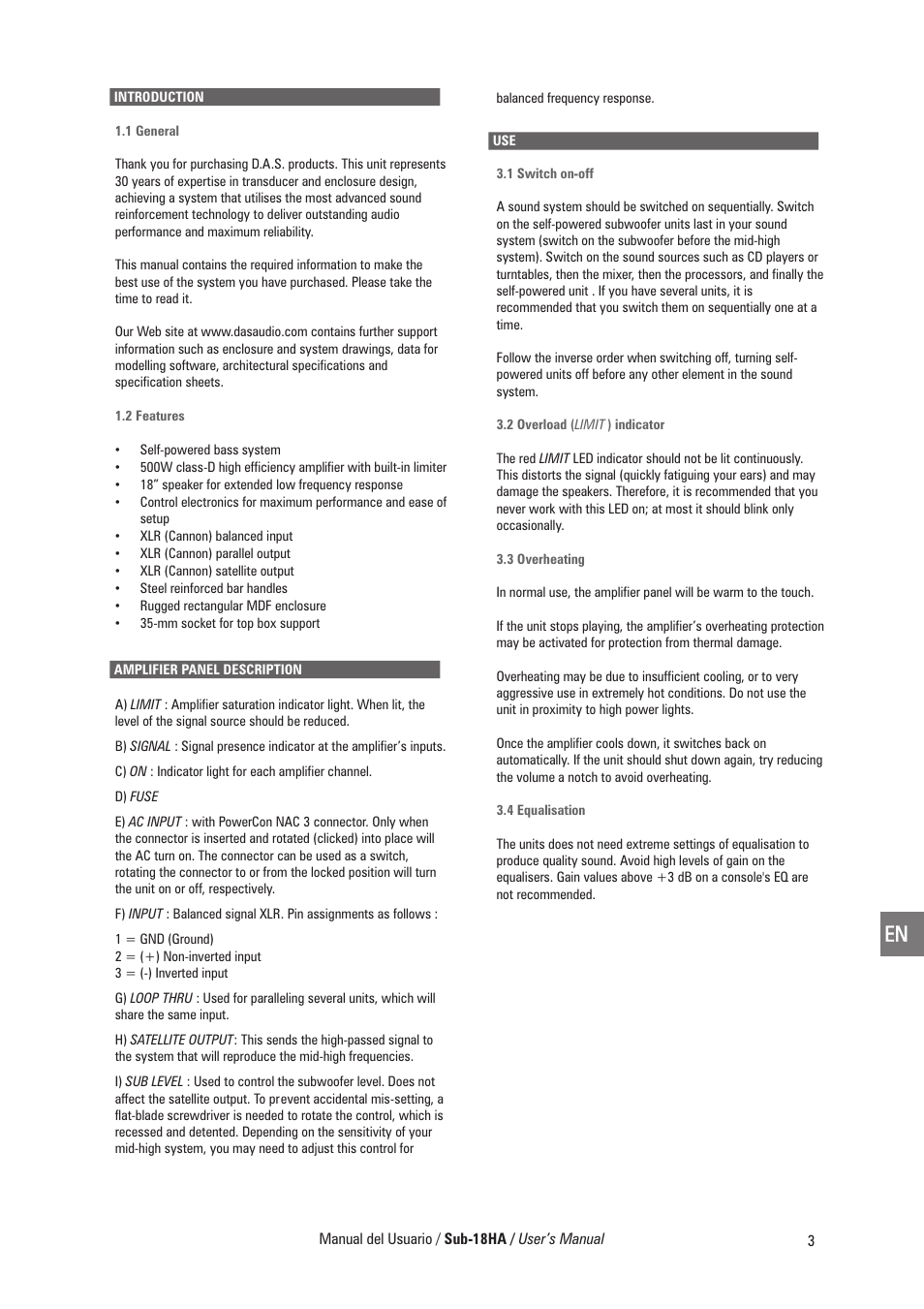 D.A.S. Audio Sub-18HA User Manual | Page 17 / 24