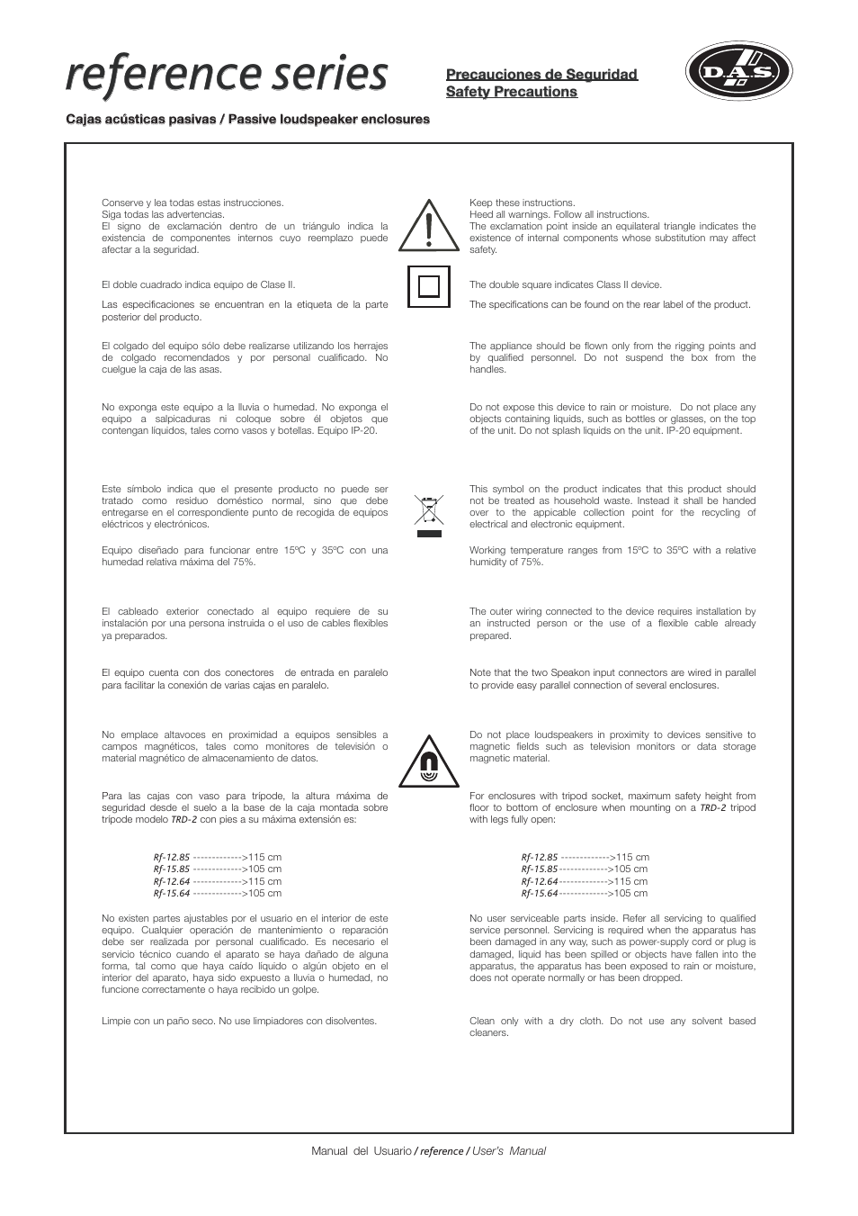 Reference series | D.A.S. Audio Rf Series User Manual | Page 4 / 24