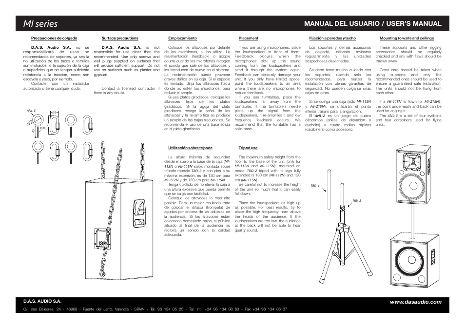 Mi series, Manual del usuario / user’s manual | D.A.S. Audio MI Series User Manual | Page 2 / 2