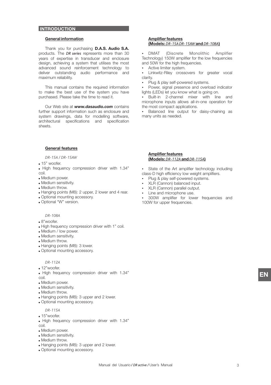 D.A.S. Audio DR Active Series User Manual | Page 9 / 20
