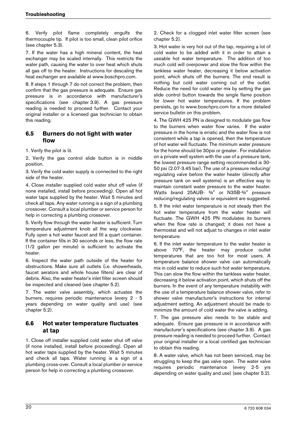 Bosch Model GWH 425 User Manual | Page 20 / 28