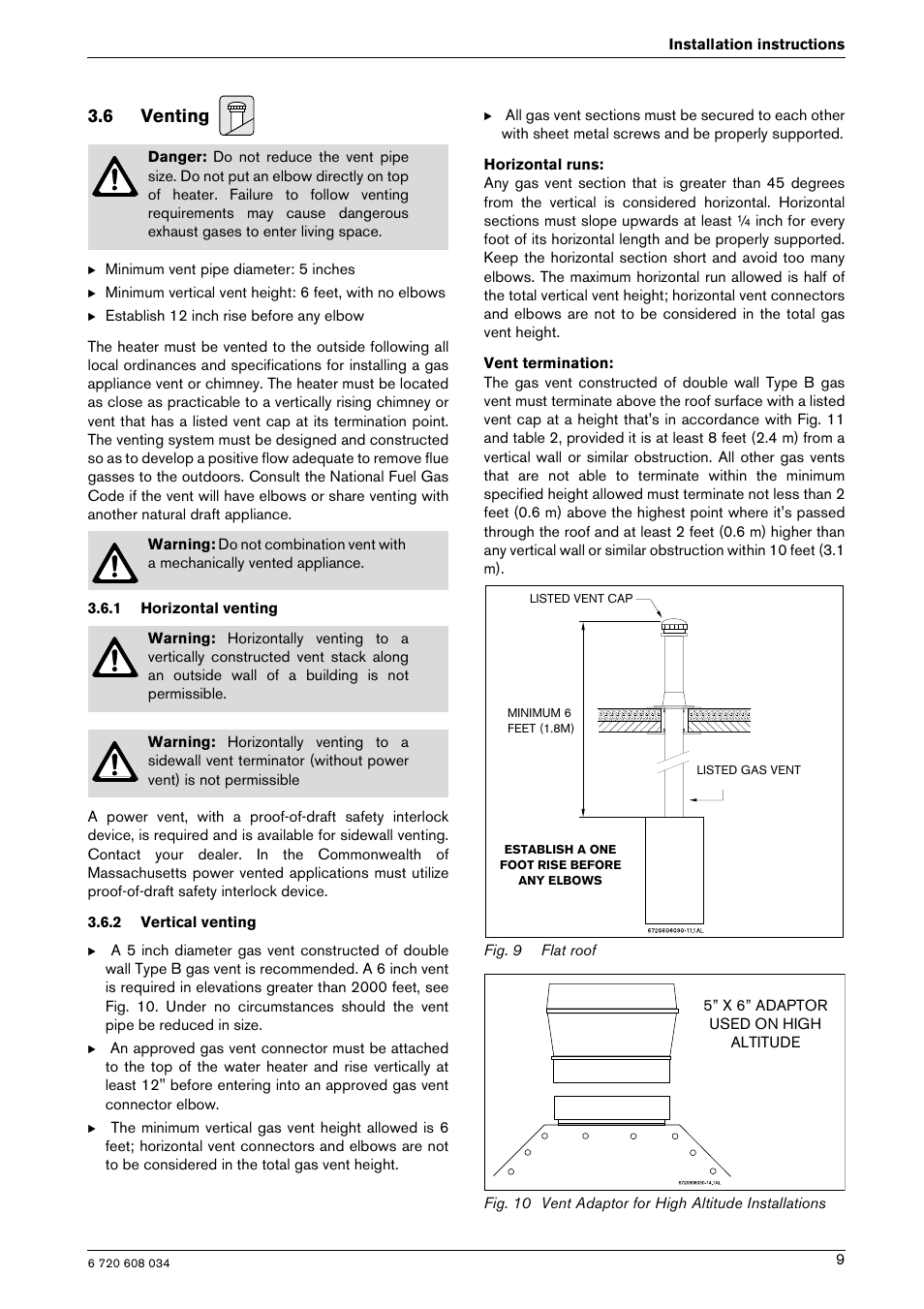 6 venting | Bosch Model GWH 425 User Manual | Page 9 / 28