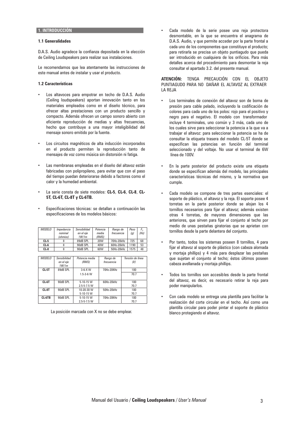 D.A.S. Audio CL Series User Manual | Page 9 / 24