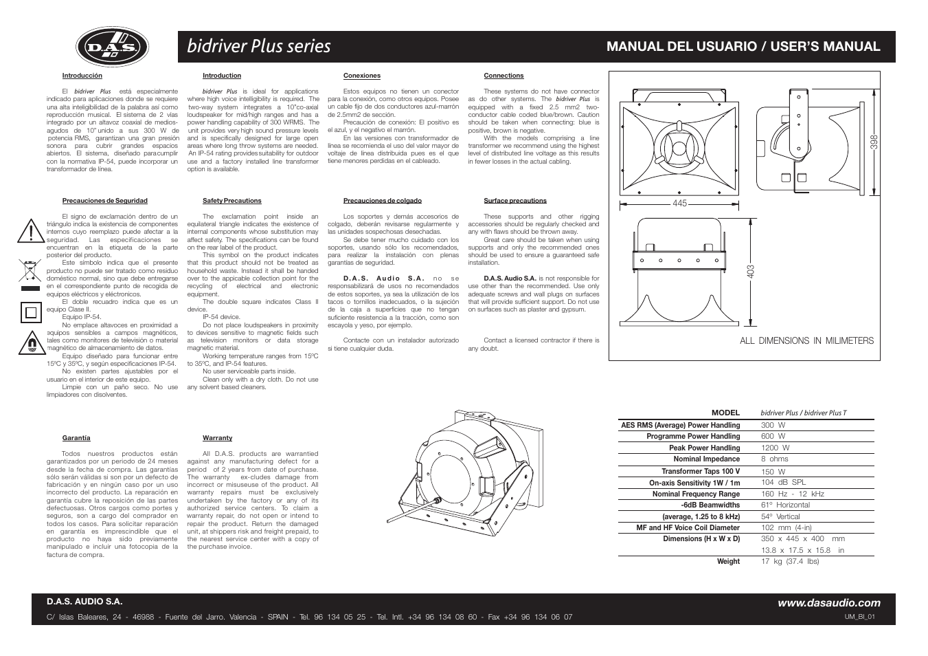 D.A.S. Audio Bidriver Plus T User Manual | 1 page